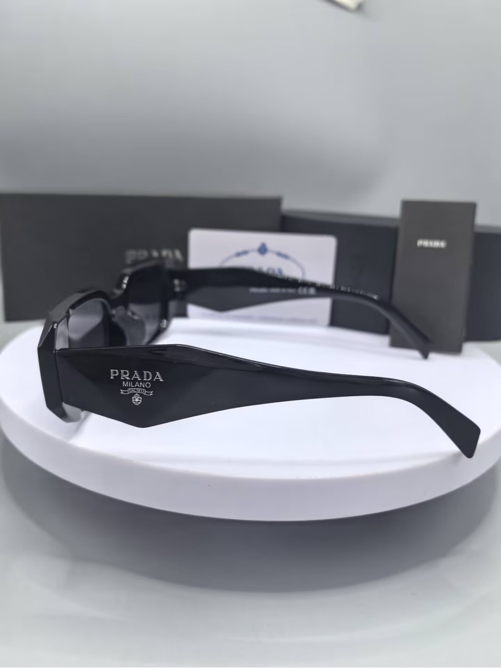 Prada Black Women's Logo Temple Sunglasses
